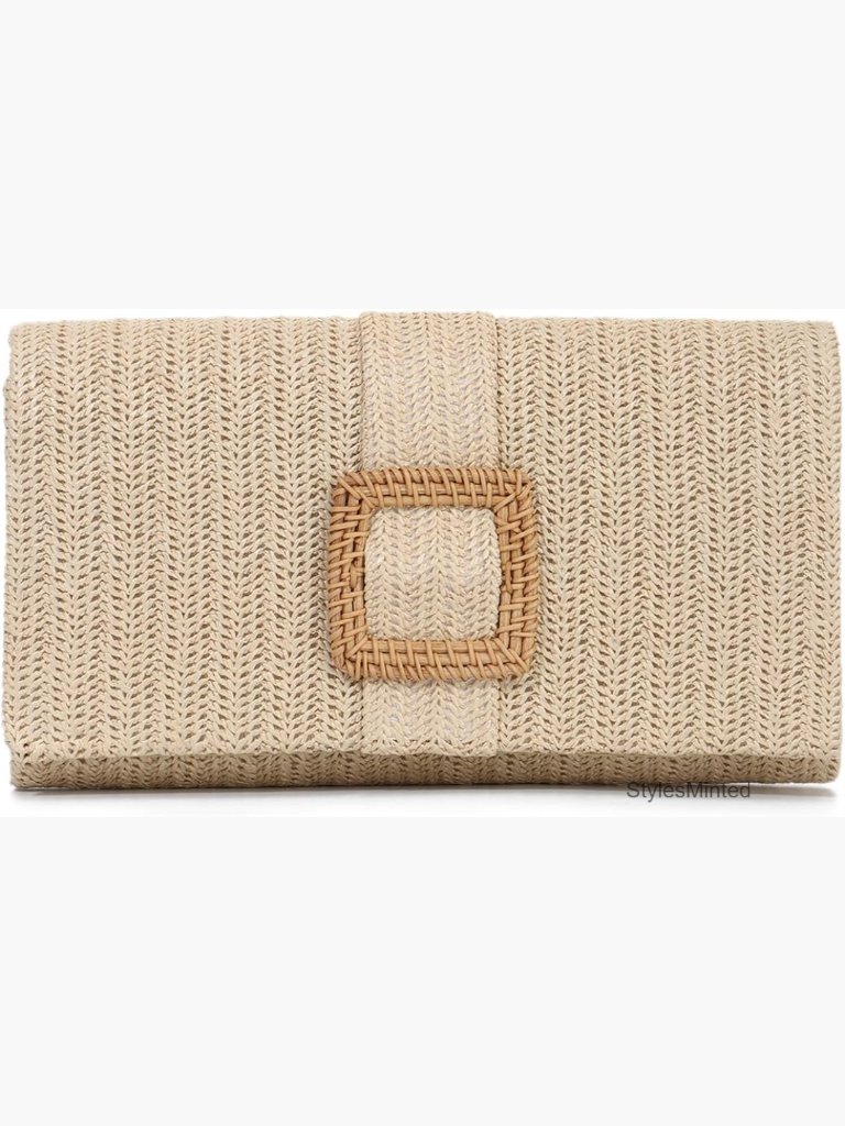 Straw Clutch Purse Women Summer Evening Handbag Woven Rattan Beach Envelope